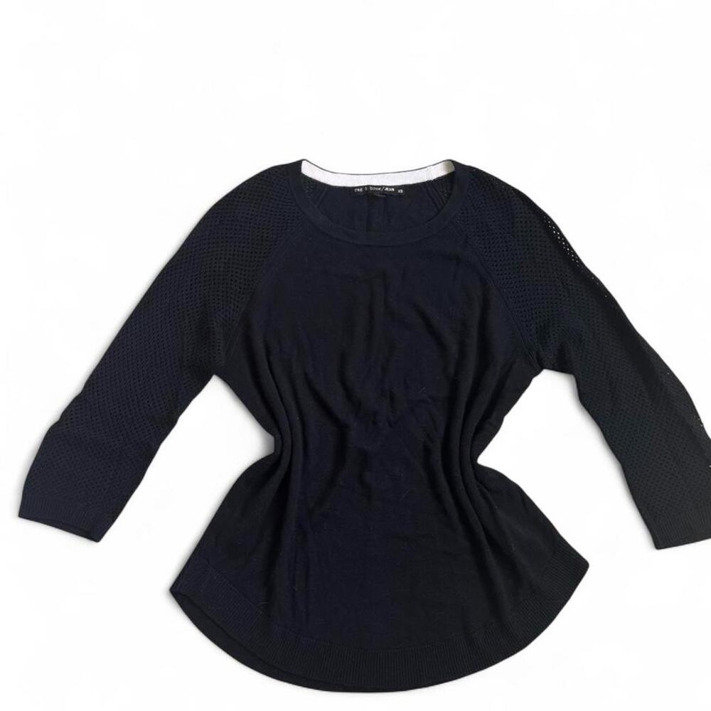 Rag & Bone Black Mesh Knit Top